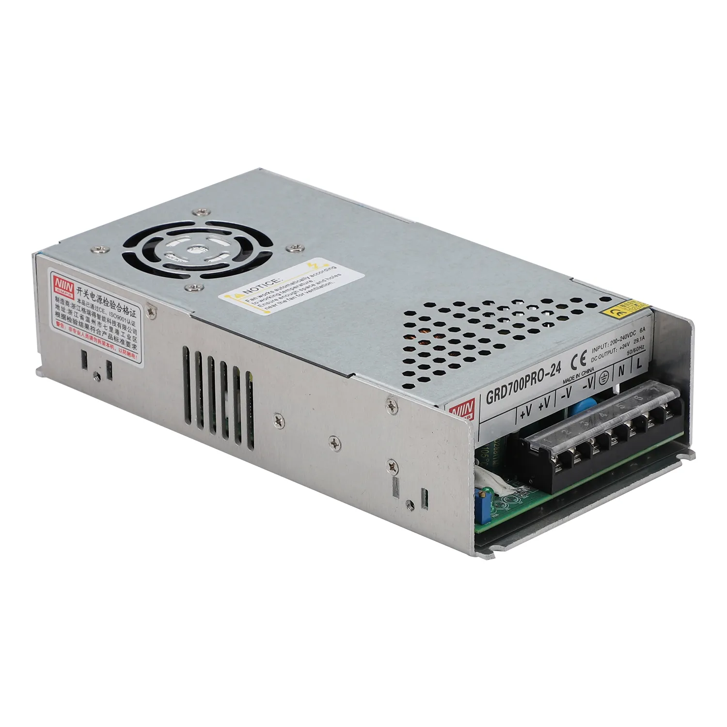 GRD700PRO series single output switching power supply main view, 24V model shown for series reference, available in 12V, 24V and 48